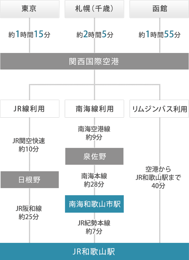 飛行機でのルート / 東京・札幌・函館