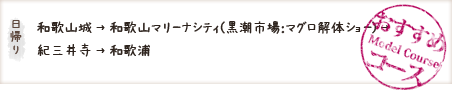 ［日帰り］和歌山城 → 和歌山マリーナシティ(黒潮市場：マグロ解体ショー) → 紀三井寺 → 和歌浦